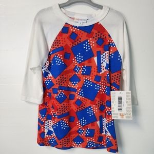 LuLaRoe Sloan Size 4. New With Tags. Red White Blue Kids Shirt.